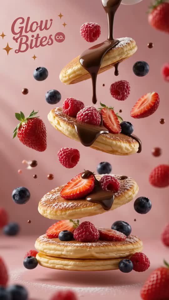 Glow Bites waffle bites with strawberries and chocolate drizzle